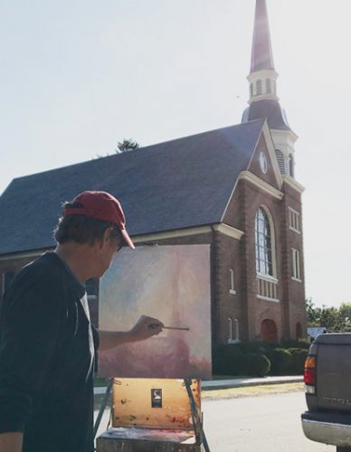 Tim painting his Usher steeple studies