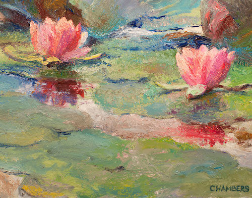 water lilies, oil painting, timothy chambers